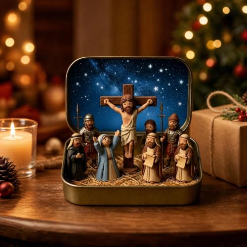 2 PCS Mini Jesus Figures Christmas Nativity in a Tin Box Nativity Scene - image 6