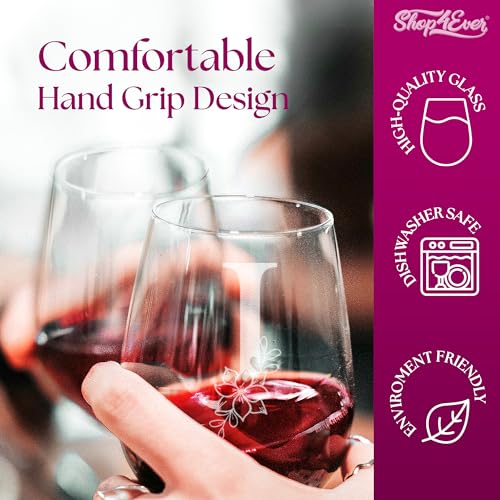 Verre à vin initial personnalisé J stable et résistant 445ml - 5