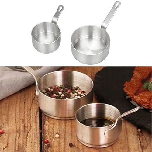 UTTASU Petite casserole antiadhésive en acier inoxydable pour lait, thé ou sauces, finition brossée, 8,5 cm (S) ou 12 cm (L), acier inoxydable 304 de qualité alimentaire, design de sécurité à bord