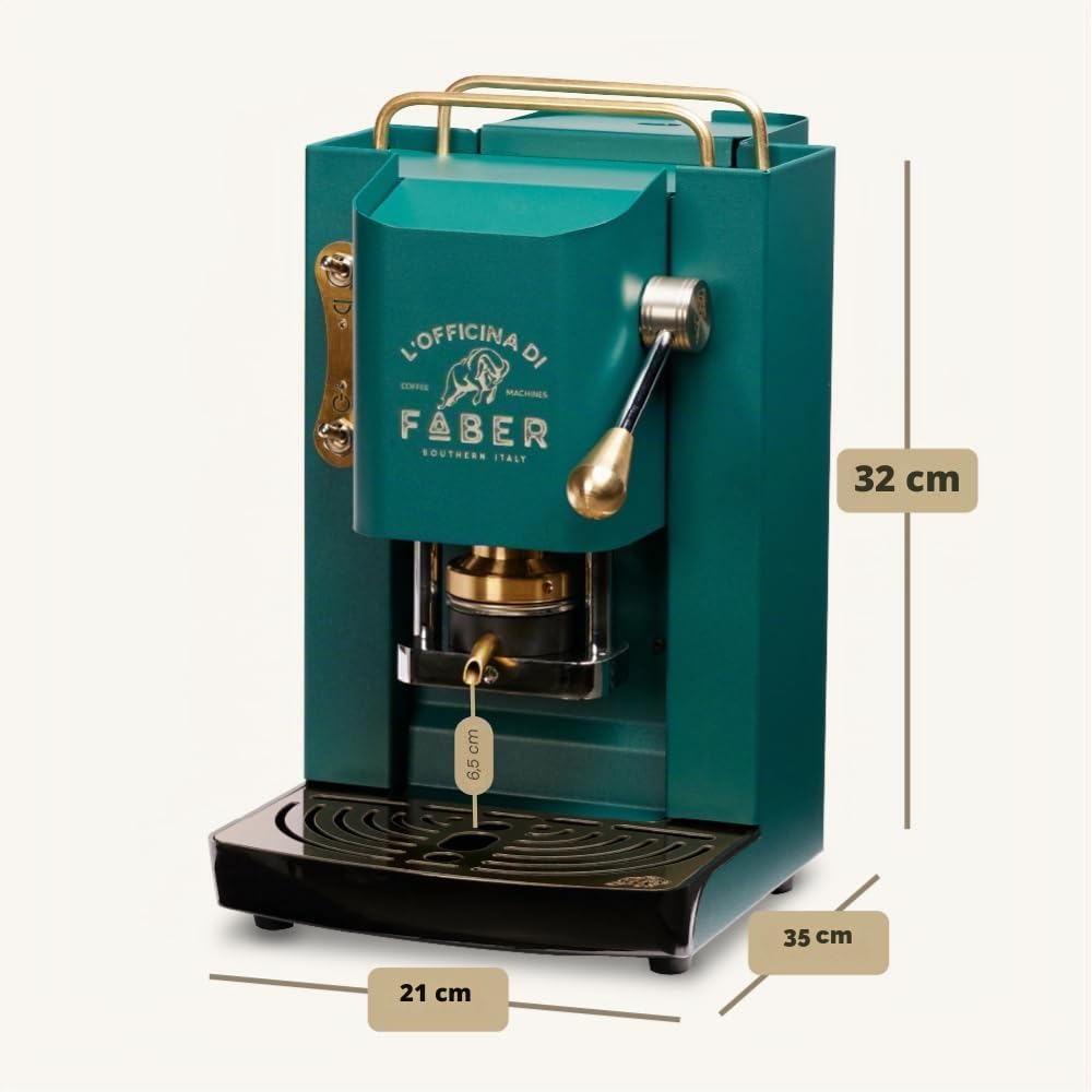 Faber PRO Total Deluxe Brass Coffee Maker, 44 mm (British Green)