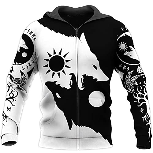 Viking Clothes Set 3D Print Yin Yang Wolf Tattoo Graphic Casual Sport Streetwear