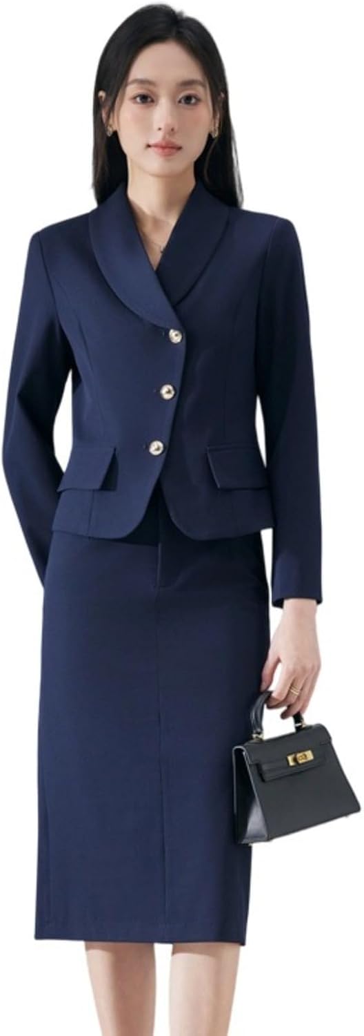 Spring Fall Preppy Blazer Suit Set Women's Office Interview Workwear