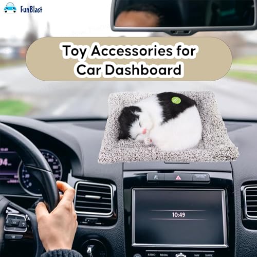 Image of FunBlast Cute Sleeping Cat Plush Toy with Meow Sound, Gift for Kids, Toy Accessories for Car Dashboard (Random Color)