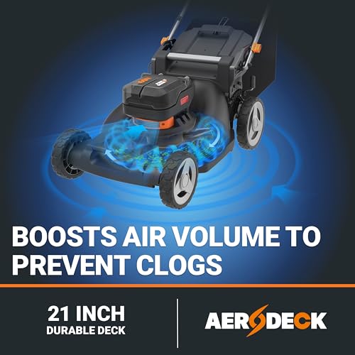Worx Cordless Lawn Mower, 40V 21' 3-in-1 Grass Mower for 1/2 Acre, WG752