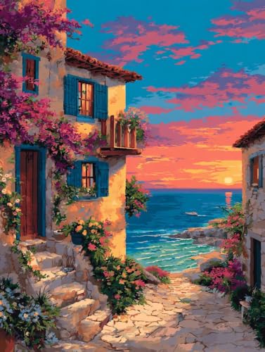 Regalo mujer original pintura por números adultos de nubes y paisajes marinos en lienzo 60x80