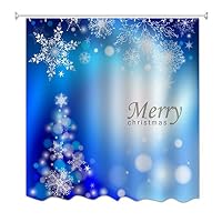 Weihnachts-Duschvorhang Mit Hochlandkuh & Schneeflocken – 180x180 Cm, Polyester, Waschbar, Mit Haken