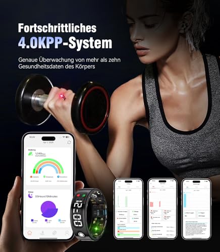 Image of 7.0 Smart Ring with LED Screen【5ATM Waterproof】【5.3+EDR Technology - 0.1%± Error】 Smart Ring for Men and Women to Monitor Sleep, Heart Rate, Black 13#