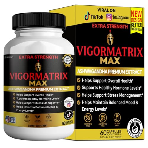 GREENVIFY Vigormatrix Max Ashwagandha Premium Extract 60 Capsules Gluten Free Vegan Non-GMO (1)