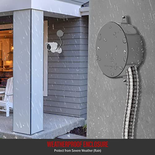 Enerlites 4” Diameter Round Weatherproof Outlet Box With Five 1/2-In Threaded Outlets, Round Outdoor Electrical Box, 5 Holes 0.50” Each, 2-Gang, 5.4” Height X 4.05” Length X 1.57” Depth, En4550 Grey #TOP5