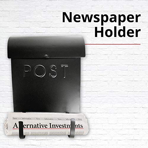 Nach Euro Wall Mount Mailbox With Detachable Newspaper Holder, Rustic Mailboxes For Outside, Powder Coated Finish Metal Mailbox, 12 X 11.2 X 4.5 Inch, Black, Mb-44765 #TOP7