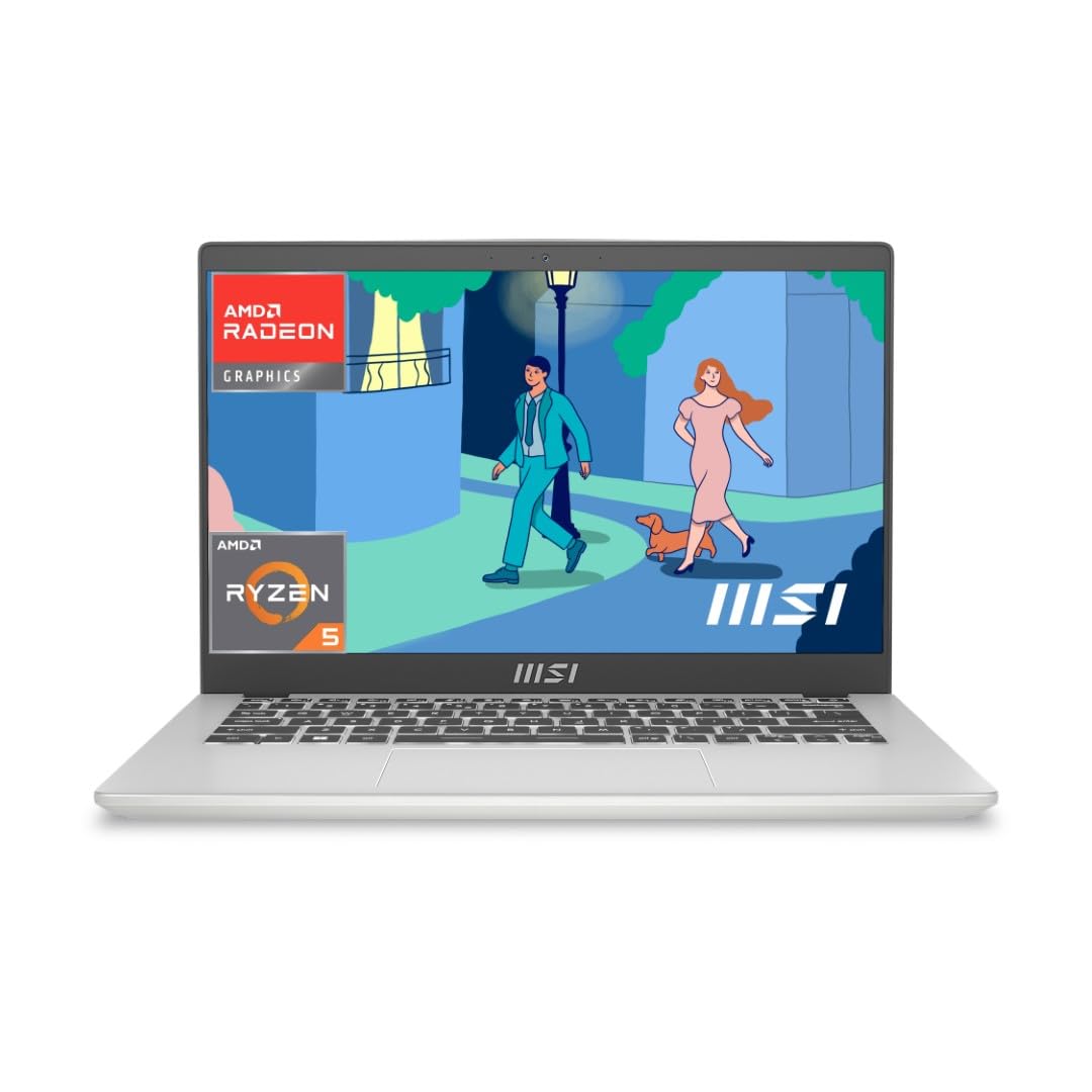 MSI Modern 14, AMD Ryzen 5 7430U, 36CM FHD 60Hz Gaming Laptop (8GB/512GB NVMe SSD/Windows 11 Home, MS Office 2024 + M365/AMD Radeon/Urban Silver/1.4Kg) C7M-105IN