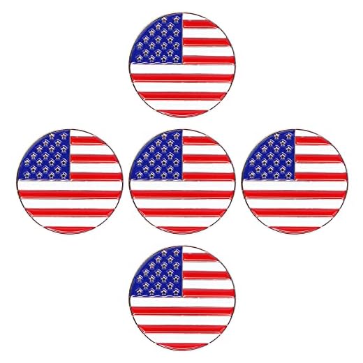 Eshan Golf Ball Markers 5 10 Pack Cute Funny Novelty Golf Markers Golf Bag Accessories Gifts Ball Position Marking Disc for Men Weman Golfers (5, US-Flag)