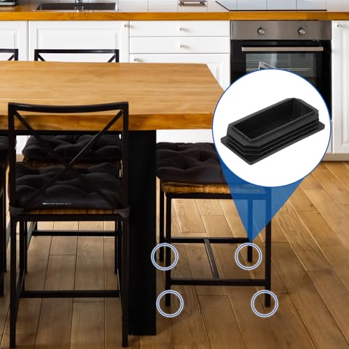 Image of uxcell 8 Pcs Rectangle Tubing End Caps 4 x 2 Inch Plastic Hole Plugs Insert End Cap for Metal Tubing Post Chair Leg Table Bookshelves Furniture, Black
