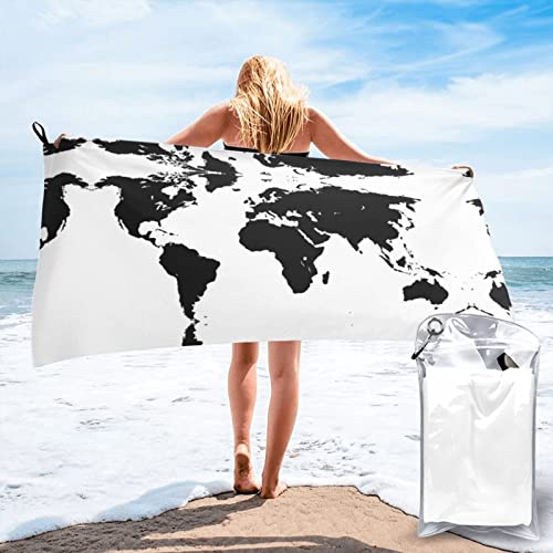 Koolr World Map Printing Bath Towels Beach Towel High Absorbent Quick-Dry,For Bathroom,Pool,Gym,Yoga,Camp #TOP21