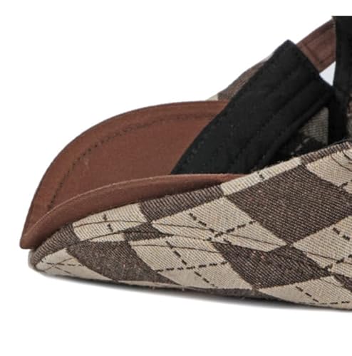 Yichun Women Men Beret Newsboy Hats Plaid Golf Sun Hat Cotton Flat Cap Baseball Caps Cabbie Driving Cap (Brown) #TOP6