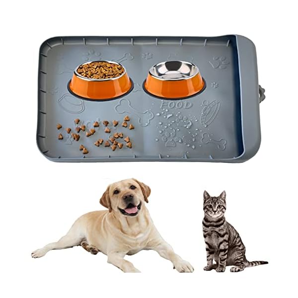 Dog Feeding Mats, Silicone Bowl Mats for Food and Water, Feeding Mat for Dog Bowls and Floors Waterproof, Pet Placemat for Small, Medium, Large Dog or Cat (35.6 * 24 inch) Dog Feeding Mats, Silicone Bowl Mats for Food and Water, Feeding Mat for Dog Bowls and Floors Waterproof, Pet Placemat for Small, Medium, Large Dog or Cat (35.6 * 24 inch)
