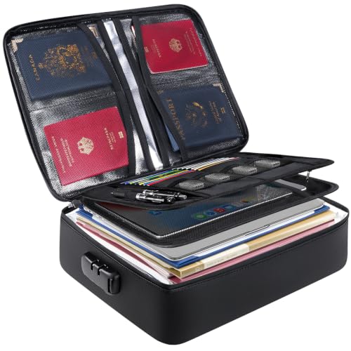 BALEINE Fireproof Document Box with Lock, Waterproof Fire Safe File Bag