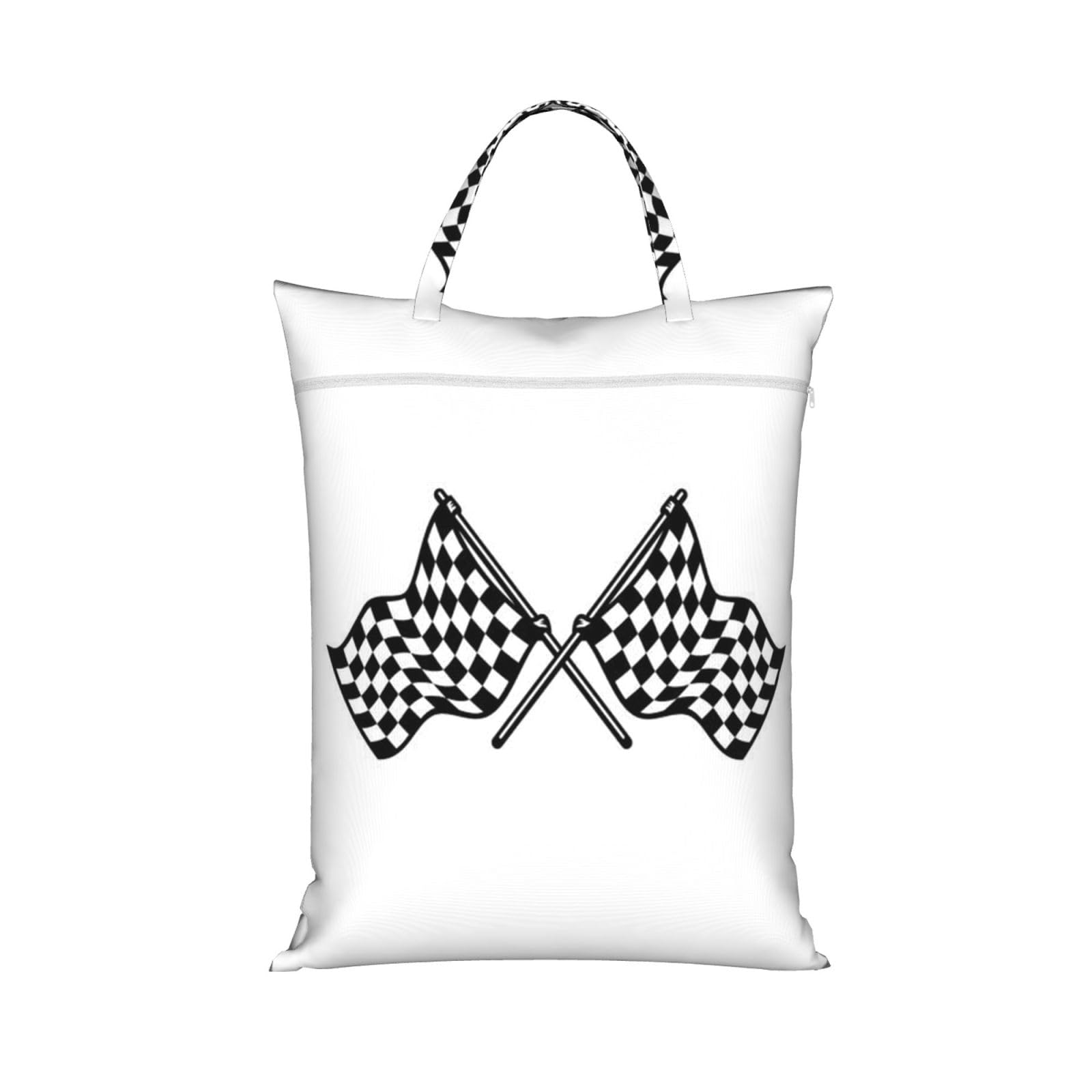 Yfsgdlbn 1 Pc Checkered Flags Race Flag Printed Travel Dirty Laundry Bag Clothes Pack Storage Basket Bag