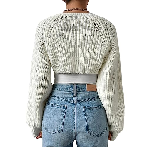 Women's Cropped Cardigan Long Sleeve Open Front Ribbed Knit Shrug Sweater Bolero Cardigans for Dresses4