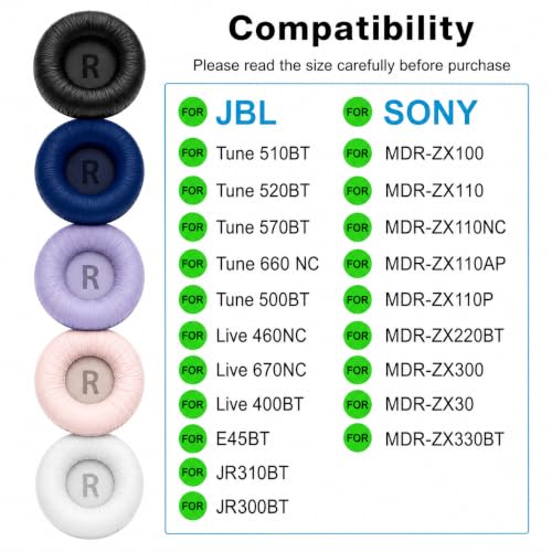 Image of Street27 Earpad Cushion Compatible with JBL C300SI, T250SI, T450, T460BT, T600, T500BT, 520BT Headphones, Frog Leather & Soft Memory Foam 70mm Ear Pads Cushions (Pink)