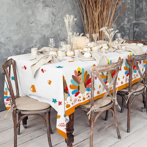 Image of Gatherfun Turkey Thanksgiving Party Supplies - 3 Pack Disposable Plastic Tablecloth, 54 inchx108 inch Table Cover Ideal for Autumn and Thanksgiving Party Decorations