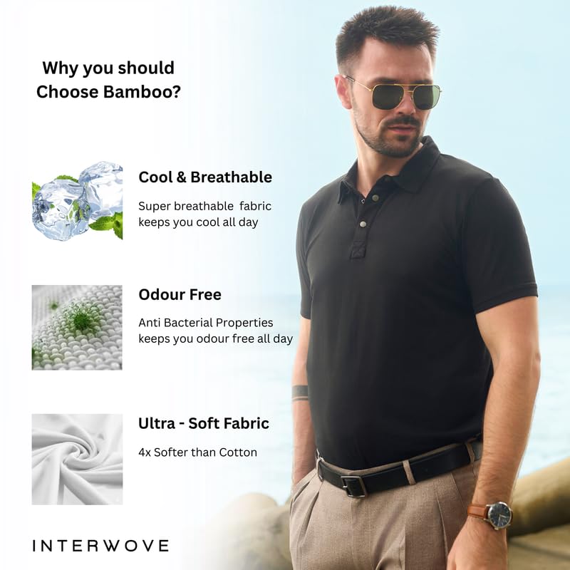 Image of Interwove Bamboo Knitted Polo T-Shirt