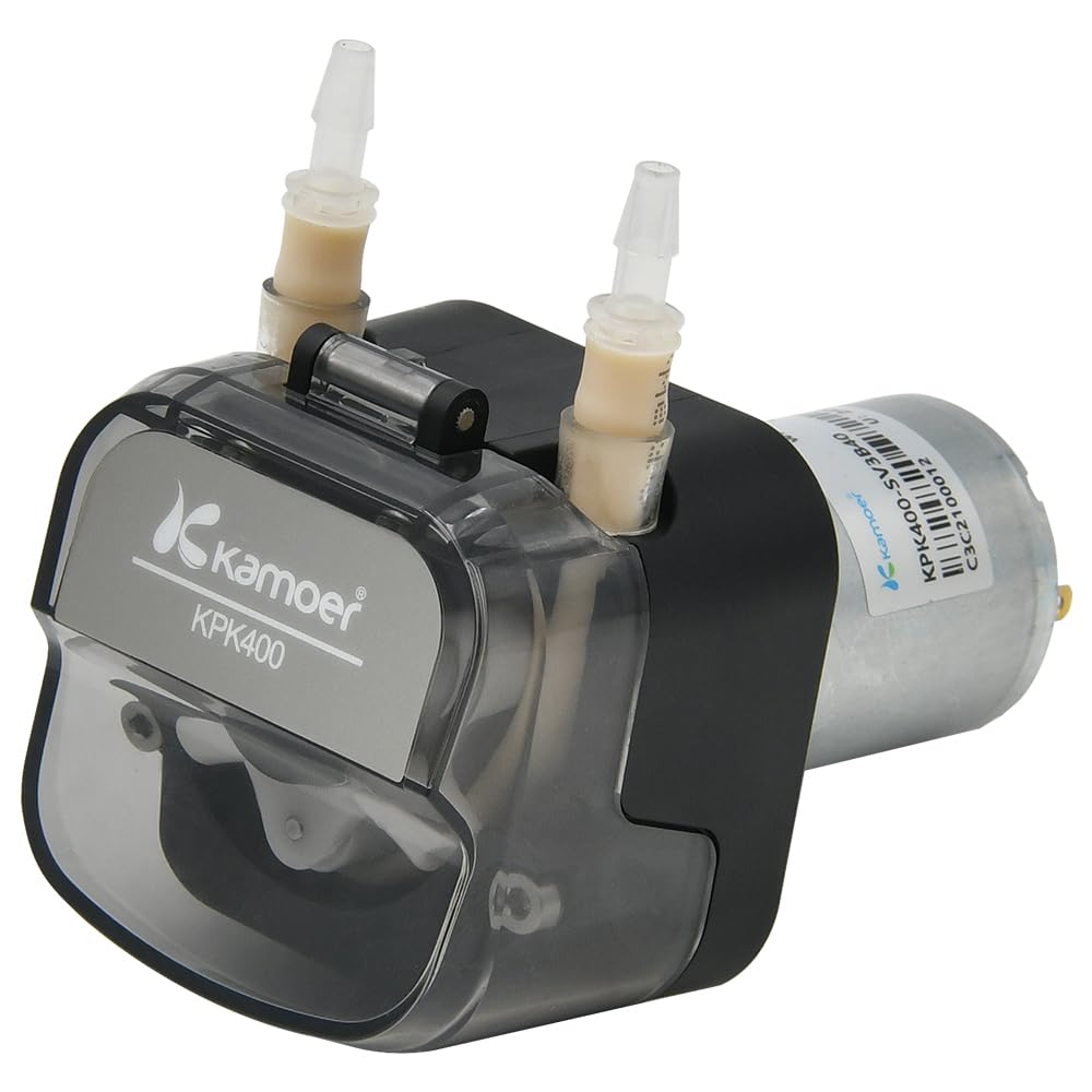 Bomba peristáltica Kamoer KPK400, 12 V CC, bomba dosificadora de líquido de alta velocidad, 360 ml/min, tubo BPT, diámetro interior 4,8 mm x diámetro exterior 8 mm, 3 rotores