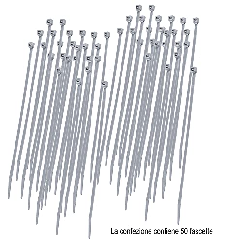 tenax Fix-Tie L Multi Purpose Plastic Cable Ties, Silver Grey, Length 20 cm, Pack of 50, L - 20 cm - Image 3