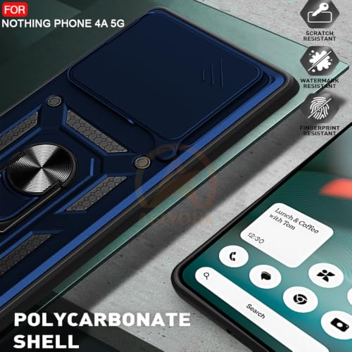 Image of Armor Bumper Back Cover Case for Nothing Phone 4A 5G | Rotating Camera Cover, Ring Holder & Kickstand | Heavy Duty & 360 Degree Protection Nothing Phone 4A 5G Back Cover (Blue)