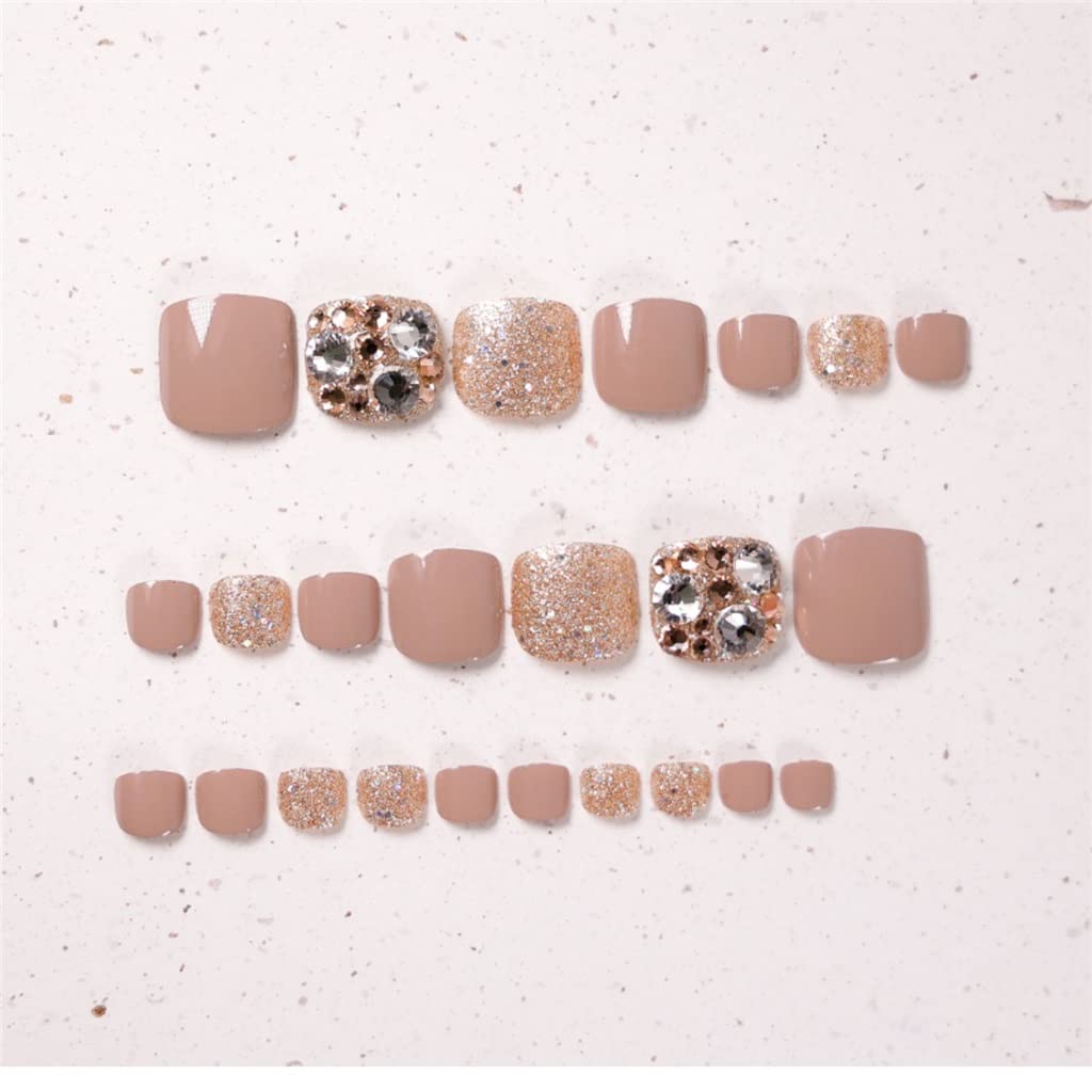 Short Press Fake Nails Acrylic French Full Cover False Toenail Nail Art Tips Set