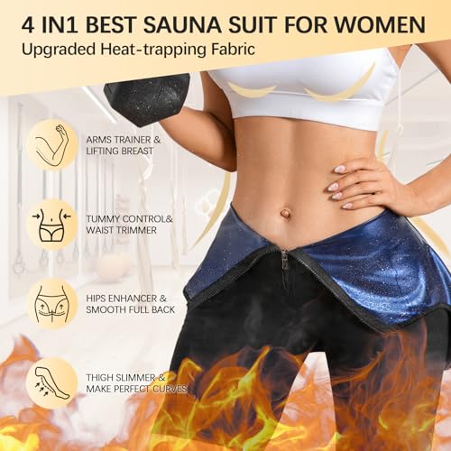 Traje de sauna para mujer que incrementa la transpiración azul XL 4