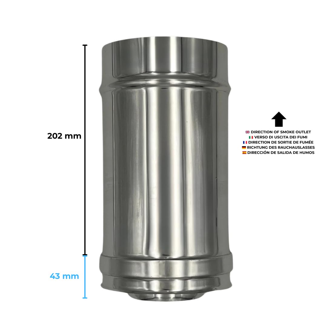 EINSIDE Kaminrohr Doppelwandig Edelstahlschornstein Isoliert gedämmt AISI 316 Länge 250 mm, Ofenrohr Rauchrohr, Abgasrohr Doppelwandig Isoliert, ø 100-150 mm | Ofenrohr mit Steinwollisolierung