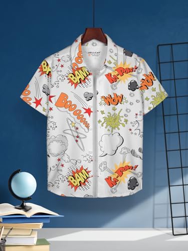 Image of HELLCAT Yellow, Olive Trendy Regular Fit Printed Causal Shirt for Boys - Pack of 2
