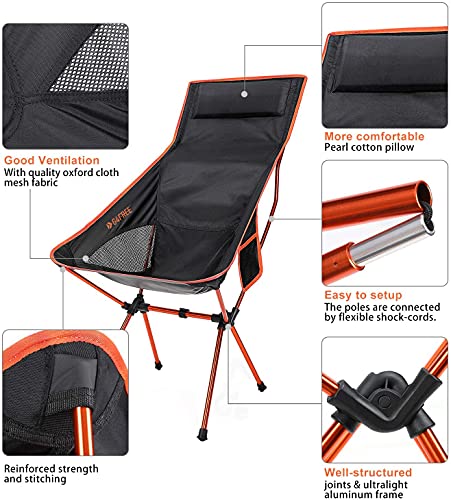 G4Free Lightweight Portable Camping Chair with High Backrest Outdoor Foldable Backpacking Chair for Sports Picnic Beach Hiking Fishing - Image 3