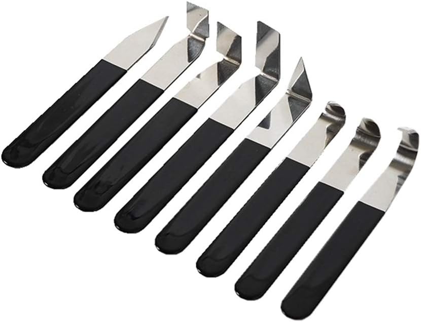 DerBlue 8 pcs Pottery Tools, Stainless Steel Carving Shaping Knives Clay Sculpture Hand Tools Set for Carving, Shaping, Clay Sculpture, Modeling