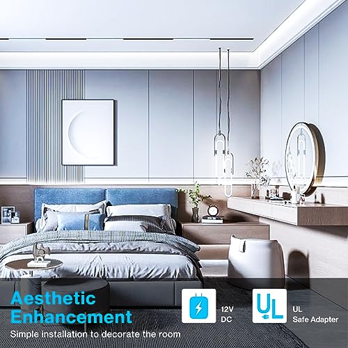 Image of Olafus White LED Strip Lights, 32.8ft Dimmable Vanity Light, 6000K Daylight White LED Tape Lights with UL Listed Adapter, 12V 600 LEDs for Bedroom Kitchen TV Mirror Stair (Pack of 3)