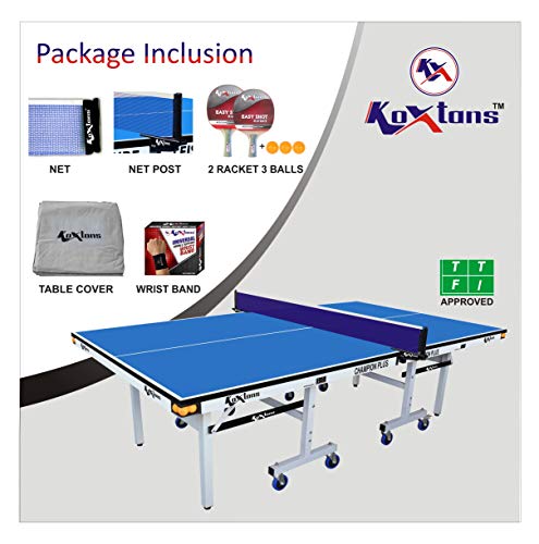 Image of Amazon Brand Koxtons - Premium Table Tennis Table- 25 mm Champion Plus , Blue, Best tt table for Home and Kids