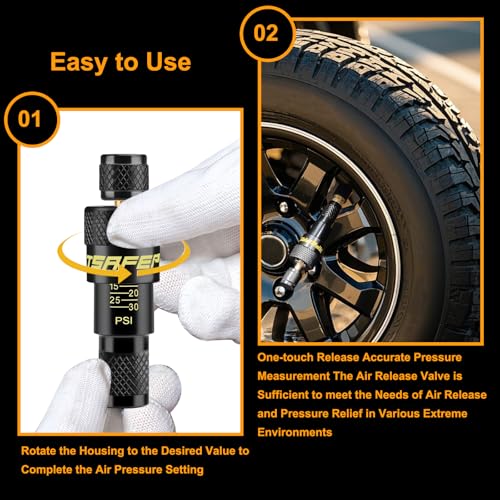 Image of ATsafepro Tire Deflator, 10-30PSI Adjustable Auto-Stop Tire Deflators Offroad Accessories, Air Down Tire Deflators Kit Tool for Rapid Deflator Off Road 4x4 Various Vehicles (Pack of 4)