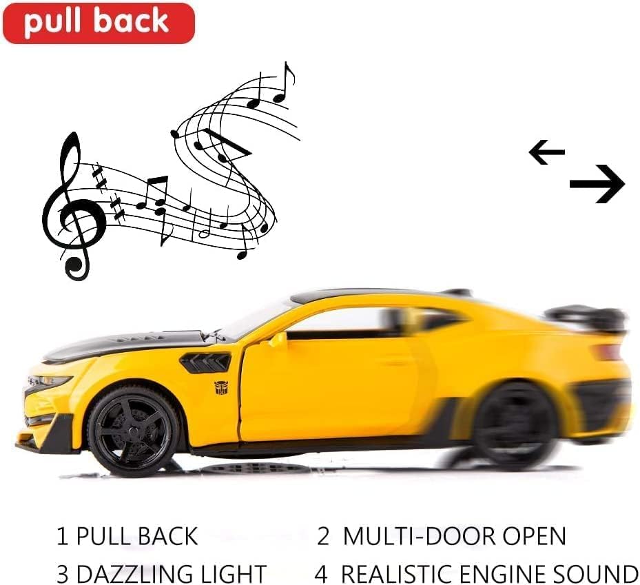 Image of SPITEN Chevrolet Camaro 1:32 Model Car Exclusive Alloy Metal Pull Back Die-Cast Car Diecast Metal Pullback Toy Car With Openable Doors & Light, Music Best Gifts Toys For Kids, Multicolor