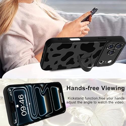 Image of for iPhone 17 Pro Case with Finger Strap Holder, Cute Cool Cow Print Pattern Design for Women Men, Shockproof Anti Scratch Hand Kickstand Protective Cover, Gray