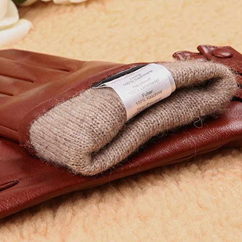 Warmen Women's Touchscreen Texting Driving Winter Warm Nappa Leather Gloves - 6.5 (US Standard size) - Saddle (Touchscreen Function/Cashmere Lining)