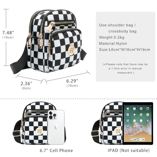 DOB SECHS Checkered Crossbody Bag Multi-pockets Small Messenger Bags for Women Cross Body Shoulder Bag Purse with Front Pocket 5