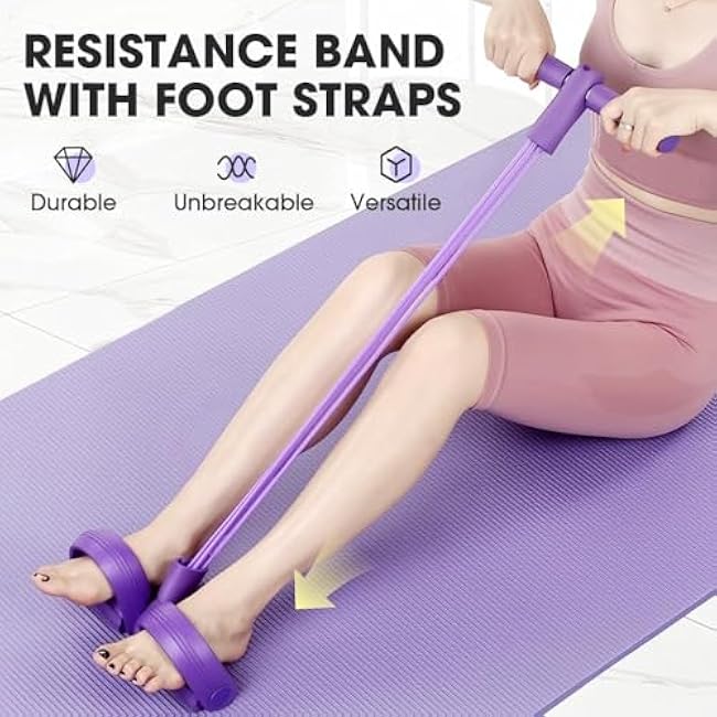 21 Fitness Resistance Bands, 4 Tube Pedal Ankle Puller for Home Workouts, Multi-Functional Sit-Up & Waist Twisting Fitness Tool, Resistance Bands with Handles for Arm & Leg Training
