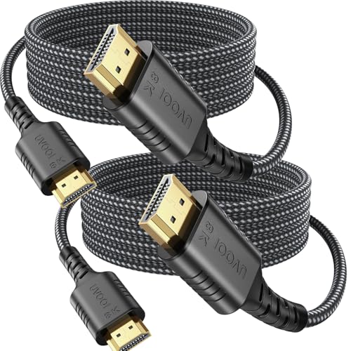 Image of 15 FT HDMI Cable 8K 2-Pack,15 HDMI 2.1 Shielded Long Cable with Cl3 Rated- Ultra High Speed 8K HDMI Cord 48Gbps, eARC, ARC & CL3 Rated HDCP 2.3, HDR10+ for Soundbar, PS4 /PS5, TV,Switch, PC