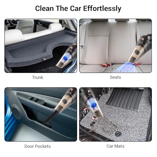Image of MILAGROW CoinSucker 12V Handheld Car Vacuum Cleaner,8200Pa Suction,Portable Vacuum for Quick Car Cleanup with Crevice Tube, Cleaning Brush, 500 ml Dustbin and Reusable HEPA Filter
