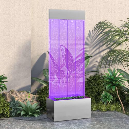 Générique Colonne à Bulles avec LED RVB INOX et Acrylique 110 cm,Maison &...