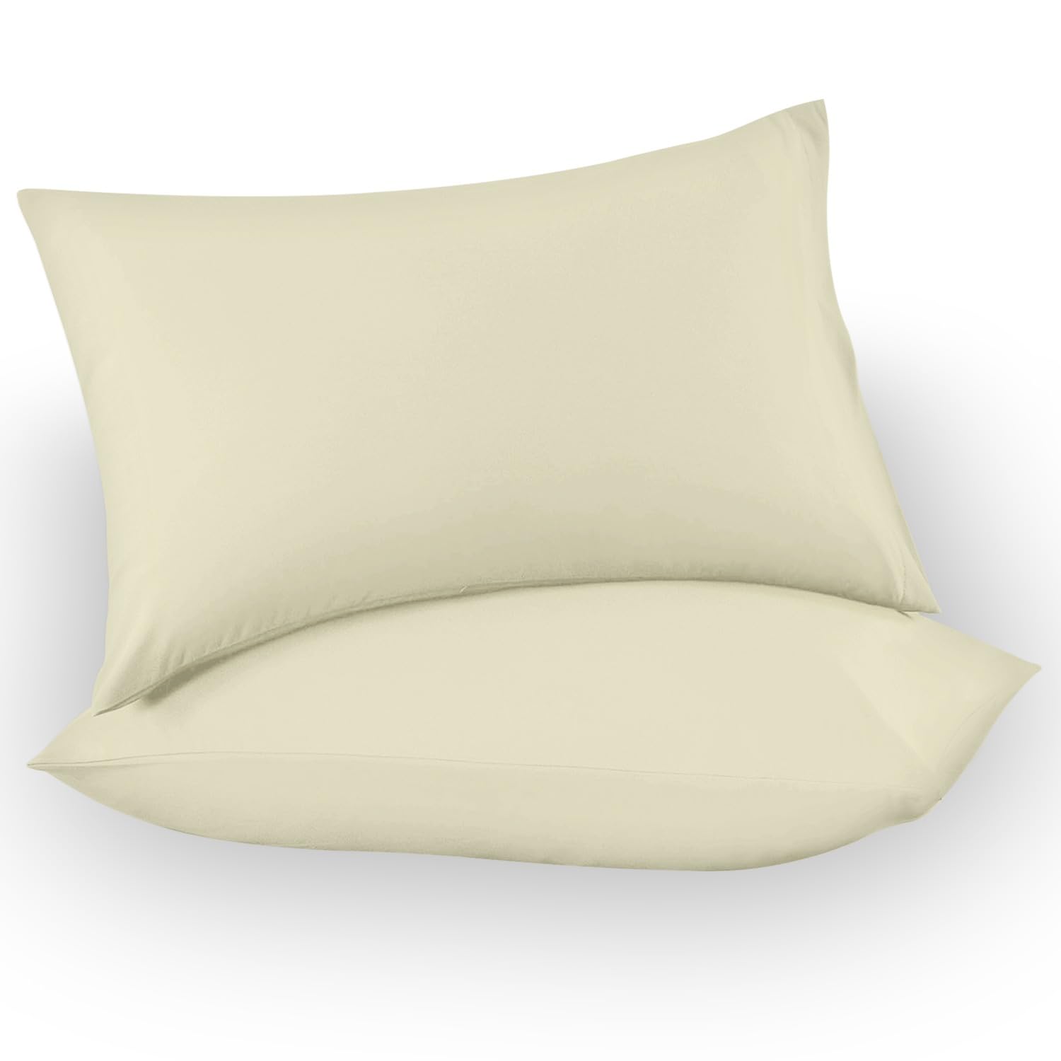 GC GAVENO CAVAILIA Microfiber Pillow Cases 2 Pack - Plain Dyed Housewife Pillowcases - Cream