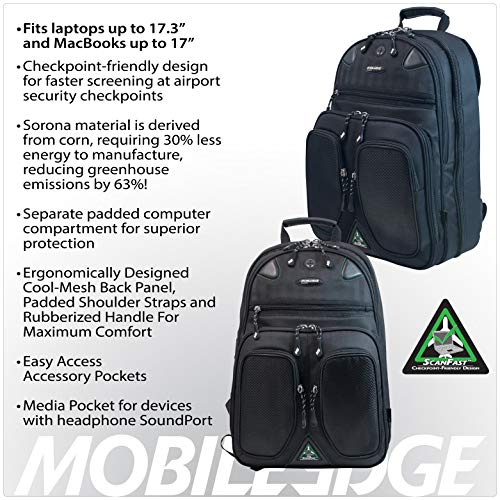 Mobile Edge Scanfast Checkpoint And Eco Friendly Laptop Backpack 16 Inch Pc, 17 Inch Mac For Men, Women, Business Travel, Student, Black Mesfbp2.0 #TOP3