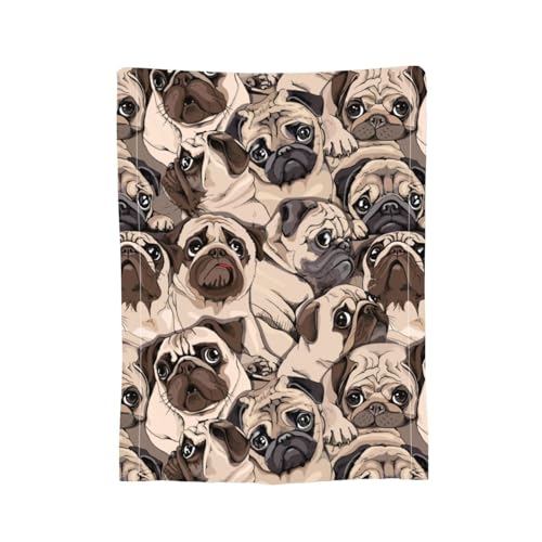 Duduho BLACK-314 Cute Pug Dogs Animal Bed Blanket Ultra Soft Throw Blanket All Season Warm Light Weight Cozy Plush Blankets thumb #7