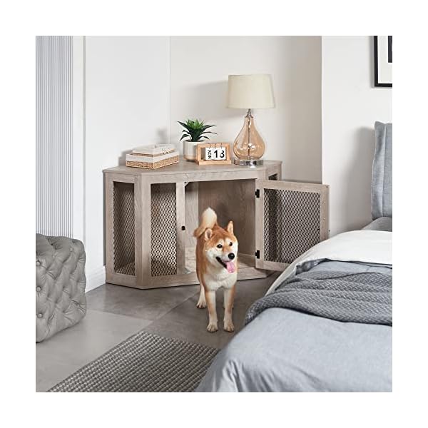 unipaws Medium Dog Crate Furniture with Cushion, Decorative Pet Crate for Corners, Dog Kennel House Indoor, Weathered Grey, Medium unipaws Medium Dog Crate Furniture with Cushion, Decorative Pet Crate for Corners, Dog Kennel House Indoor, Weathered Grey, Medium